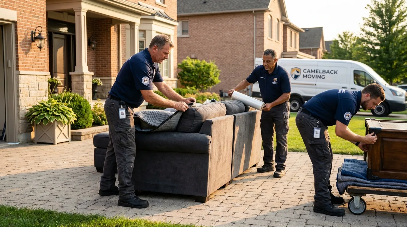 Large estate moving crew wrapping furniture in Statesville, NC