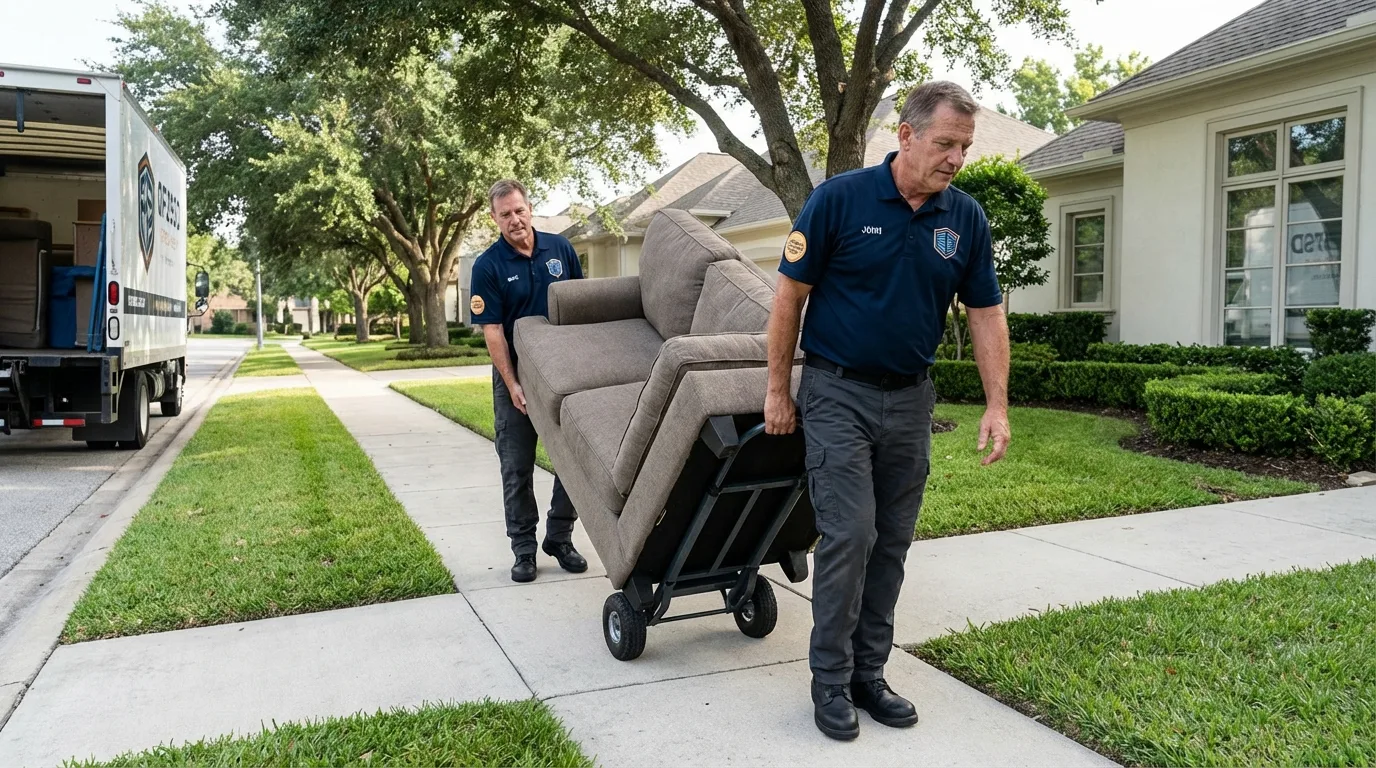 Local residential moving crew loading furniture in Statesville, NC