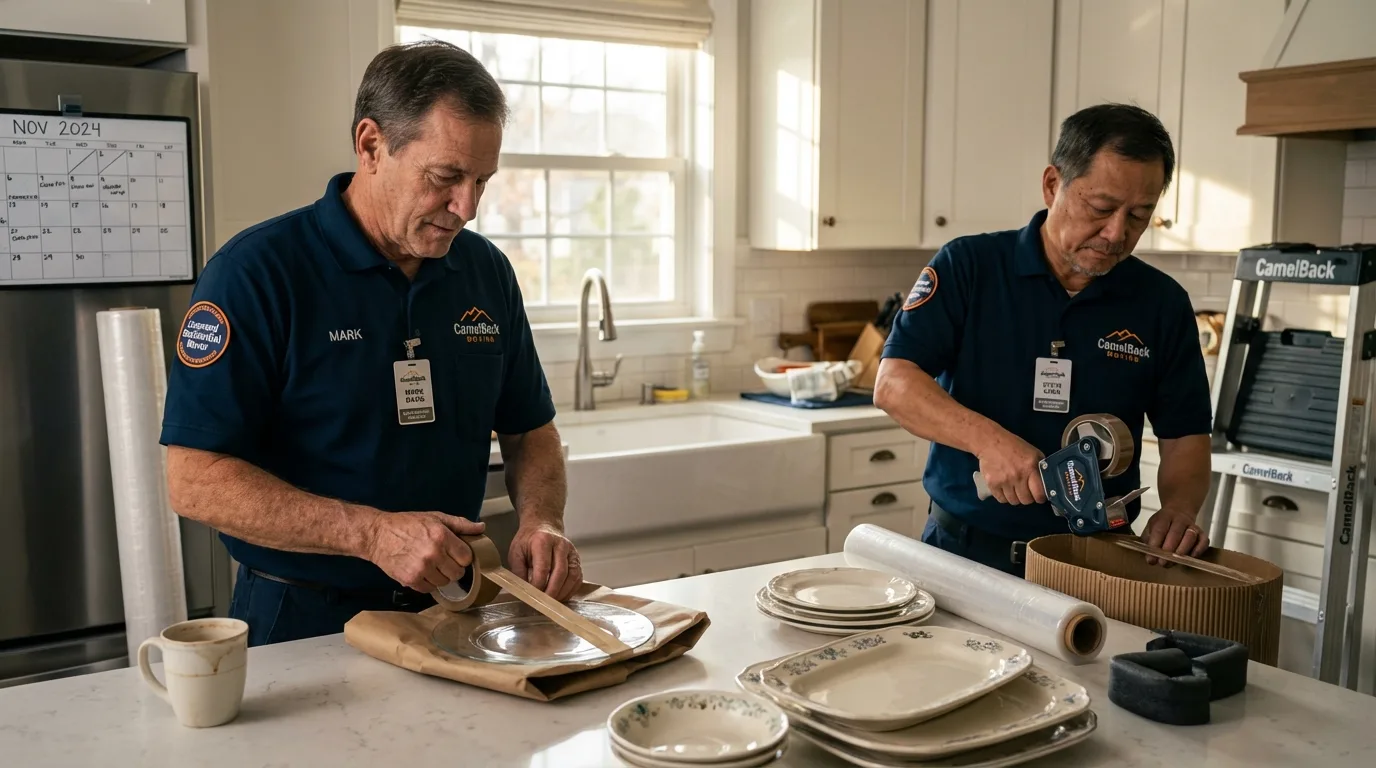 Professional crew packing kitchen dishware in Statesville, NC